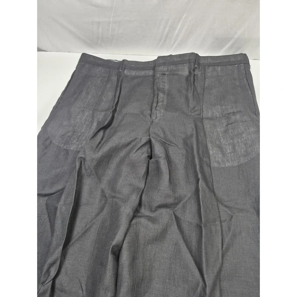 VTG Millena Suit Mens 4XL Black 100% Linen 2 Piece 49x36 Big Tall USA Summer
